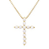 Made In Italy Dainty Gold Plated Sterling Silver Box Chain And Stunning Crystal Rhinestone Christian Cross Necklace Pendant, 18"