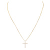 Made In Italy Dainty Gold Plated Sterling Silver Box Chain And Stunning Crystal Rhinestone Christian Cross Necklace Pendant, 18"