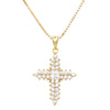 Made In Italy Dainty Gold Plated Sterling Silver Box Chain And Stunning Crystal Rhinestone Passion Christian Cross Necklace Pendant, 18"