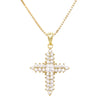 Made In Italy Dainty Gold Plated Sterling Silver Box Chain And Stunning Crystal Rhinestone Passion Christian Cross Necklace Pendant, 18"