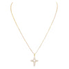 Made In Italy Dainty Gold Plated Sterling Silver Box Chain And Stunning Crystal Rhinestone Passion Christian Cross Necklace Pendant, 18"