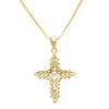 Made In Italy Dainty Gold Plated Sterling Silver Box Chain And Stunning Crystal Rhinestone Passion Christian Cross Necklace Pendant, 18"