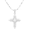 Made In Italy Dainty Sterling Silver Serpentine Chain And Stunning Crystal Rhinestone Passion Christian Cross Necklace Pendant, 18"