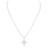 Made In Italy Dainty Sterling Silver Serpentine Chain And Stunning Crystal Rhinestone Passion Christian Cross Necklace Pendant, 18"