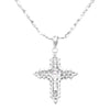 Made In Italy Dainty Sterling Silver Serpentine Chain And Stunning Crystal Rhinestone Passion Christian Cross Necklace Pendant, 18"