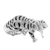 Stunning Three Dimensional Crystal Encrusted Double Tiger Hinged Cuff Bracelet, 6.75" (Silver Tone)