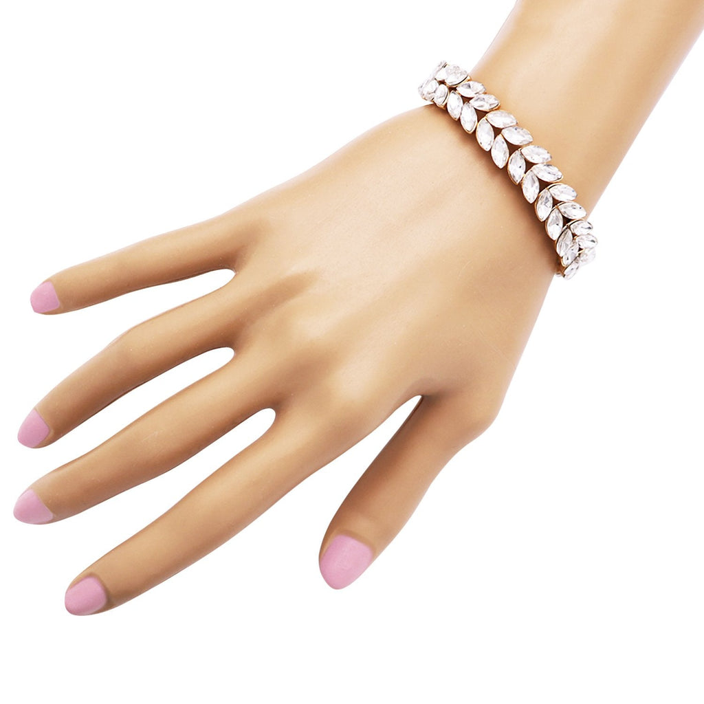 Crystal Marquise Style Sparkling Statement Stretch Bracelet