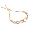 Crystal Geometric Circles Bolo Style Adjustable Bracelet (Gold)