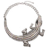 Stunning Statement AB Crystal Rhinestone and Silver Tone Alligator Collar Necklace