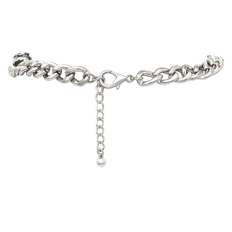 Stunning Statement AB Crystal Rhinestone and Silver Tone Alligator Collar Necklace