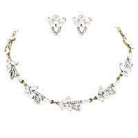 Women's Rhinestone Elegant European Design Statement Necklace Earrings Jewelry Gift Set, 17" - 21"
