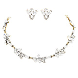 Women's Rhinestone Elegant European Design Statement Necklace Earrings Jewelry Gift Set, 17