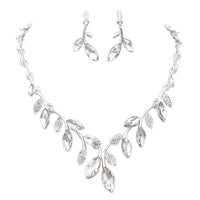 Elegant Marquis Design Crystal Adjustable Necklace and Earrings Set (Clear/Silver)