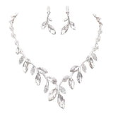 Elegant Marquis Design Crystal Adjustable Necklace and Earrings Set (Clear/Silver)