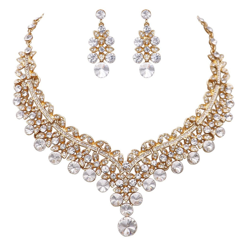 Bridal Jewelry Crystal Necklace Earrings Set