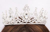 Stunning Silver Tone Full Circle Crystal Rhinestone Ornate Bridal Wedding Crown Headpiece, 5.25"
