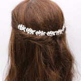 Stunning Silver Tone Glass Crystal Rhinestone Bridal Wedding Headpiece Back Style Hair Vine Wrap with Bobby Pins