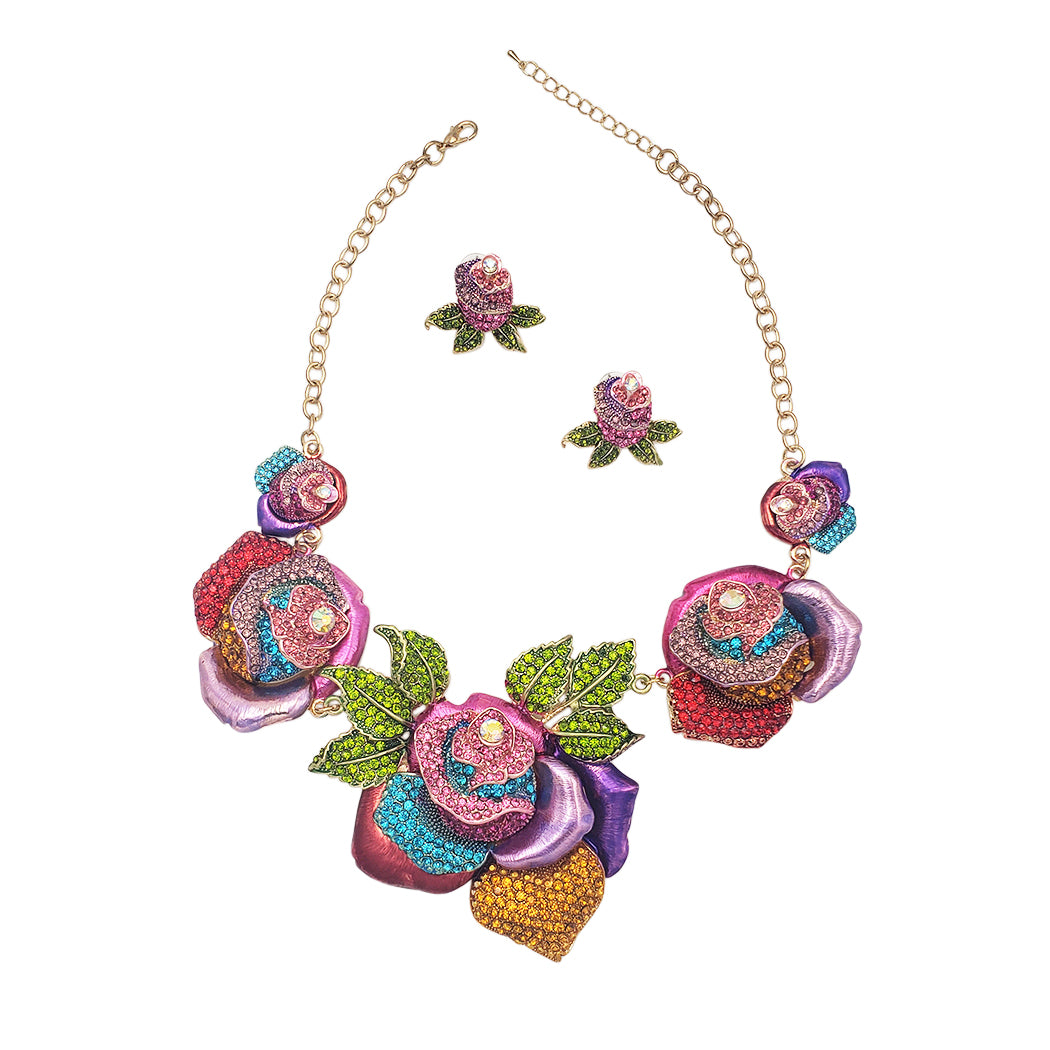 Blue Amaya Flower Statement Necklace – Sylca Designs