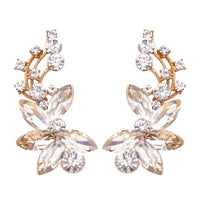 Statement Marquis Crystal Rhinestone Chandelier Post Earrings (Clear/Gold Tone)