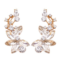 Statement Marquis Crystal Rhinestone Chandelier Post Earrings (Clear/Gold Tone)