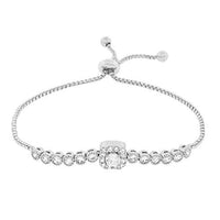 Sparkling Cubic Zirconia Adjustable Minimalist Fashion Bracelet Silver Color