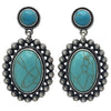 Stunning Vintage Inspired Western Style Semi Precious Howlite Stone Statement Dangle Earrings, 2" (Turquoise Blue)