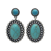 Stunning Vintage Inspired Western Style Semi Precious Howlite Stone Statement Dangle Earrings, 2" (Turquoise Blue)