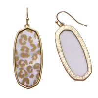 Statement Natural Abalone Shell Baroque Dangle Earrings, 2" (Gold Leopard Spot)