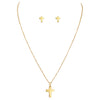 Stainless Steel Cross Charm Necklace and Earring Jewelry Gift Set 18"