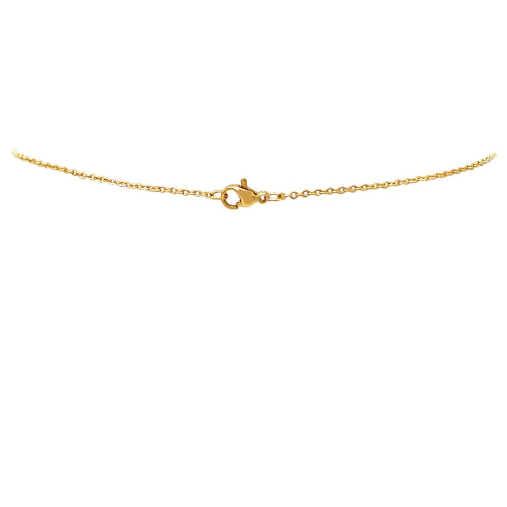 Stainless Steel Mouse Head Charm Necklace and Earrings Set (Gold Tone)