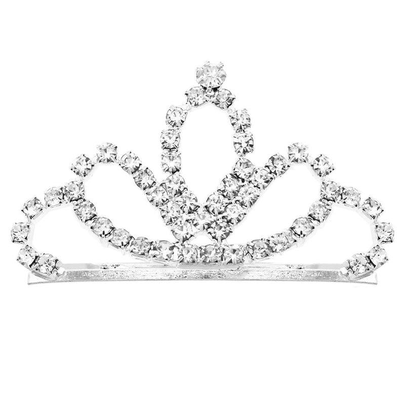 Petite Mini Princess Crystal Tiara Hair Comb Crown (Marquise Silver Tone)