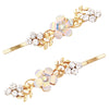 Crystal Aurore Boreale Flower Rhinestone Vine Leaf Sprig Bobby Pins Hair Clip Barrette (Gold Tone)