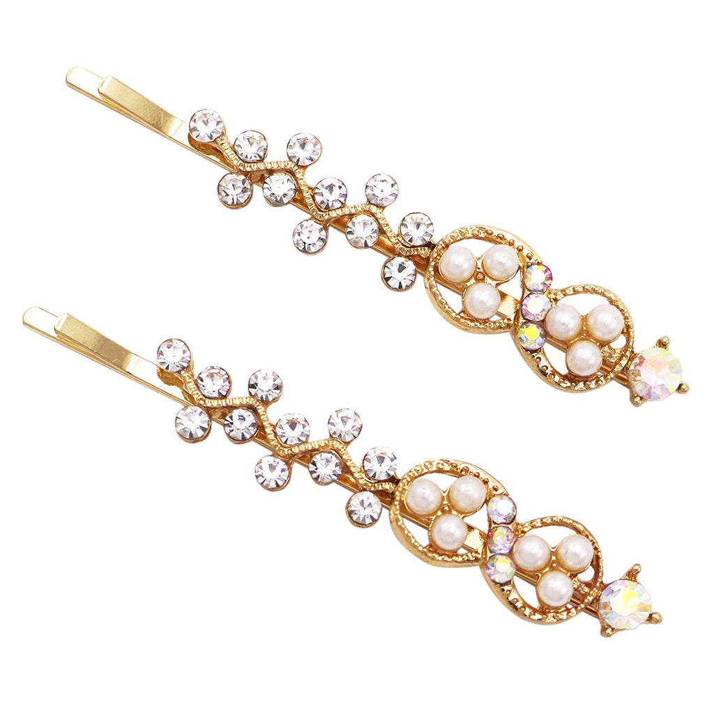 Women's Infinity Twisted Vine Crystal and Simulated Pearl Bobby Pins H ...