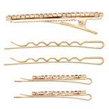 Crystal Hair Clip Rhinestone Bobby Pins Hair Accessories Alligator Clip 5 Piece Set (Gold Tone)