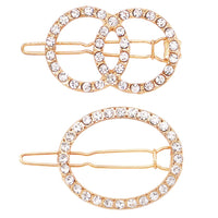 Set of 2 Different Round Style Crystal Rhinestone Hair Clip Bobby Pins Hair Barrette Accessories