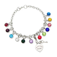 Birthstone Heart Charm Bracelet from Your Children (World's Best Mom)