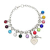 Birthstone Heart Charm Bracelet from Your Children Engraved Super Mom
