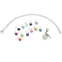 Birthstone Heart Charm Bracelet from Your Children Engraved Super Mom