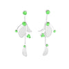 Women's 3 Piece Rhinestone Crystal And Metal Mesh Floral Statement Necklace Bracelet Earring Jewelry Set, 17"+4" Extender (Light Green)