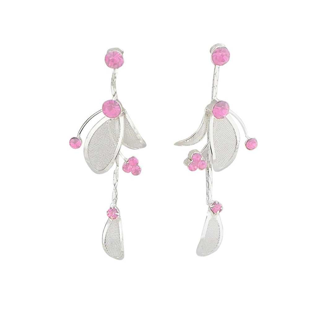 Floral Statement Soft Pastel Pink Necklace Bracelet Earring Jewelry Set 17" with 4" Extender