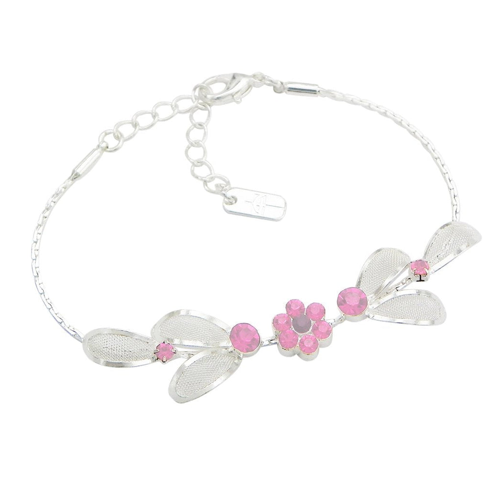 Floral Statement Soft Pastel Pink Necklace Bracelet Earring Jewelry Set 17" with 4" Extender