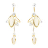 Women's Floral Statement Necklace Bracelet Earring Jewelry Gift Set (Clear Crystals Gold Tone)