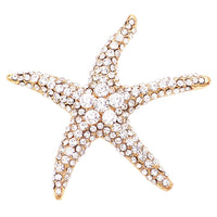 Stunning Glass Crystal Pave Starfish Brooch Lapel Pin, 2"