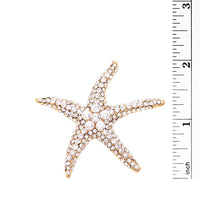 Stunning Glass Crystal Pave Starfish Brooch Lapel Pin, 2"