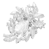 Colorful Glass Crystal Teardrop Flower Statement Brooch Pin Pendant (Fuchsia Pink)