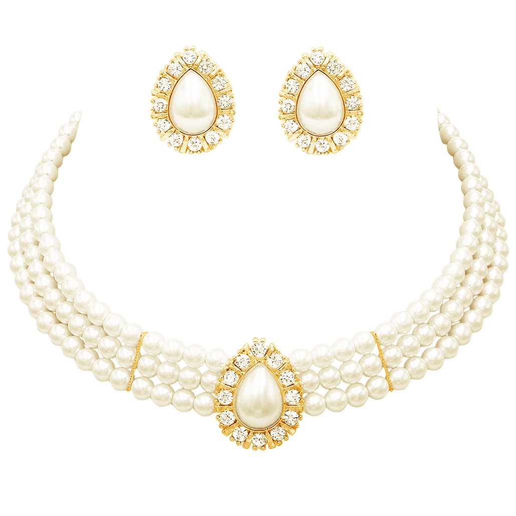 Fashion Chokers For Girls & Ladies V Chain Gold Silver Tone Fake Pearls  Chokers Necklaces