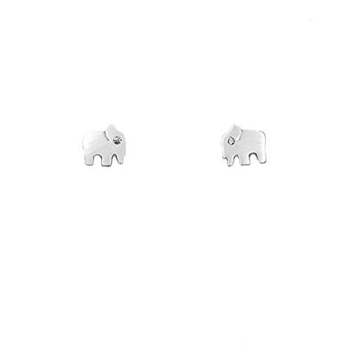 Petite Stud Earrings "Elephant" (White Gold Dipped)