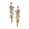 Crystal Rhinestone Bubble Dangle Statement Earrings (Multicolored Crystal Gold Tone)