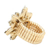 Dazzling Crystal Flower Stretch Cocktail Ring (Black/Gold Tone)