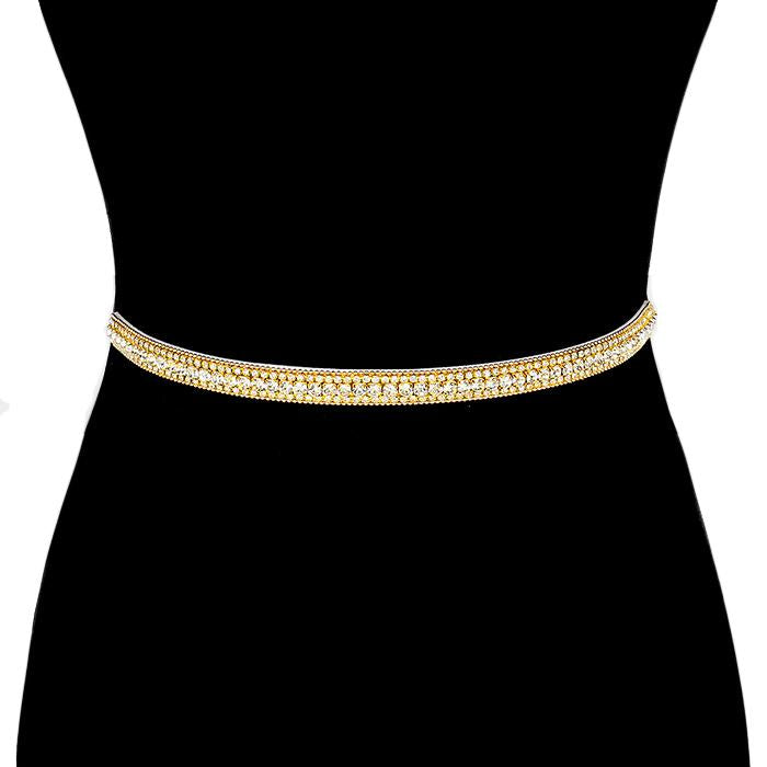 Crystal Rhinestone Beautiful Bridal Gown Belt (Gold)